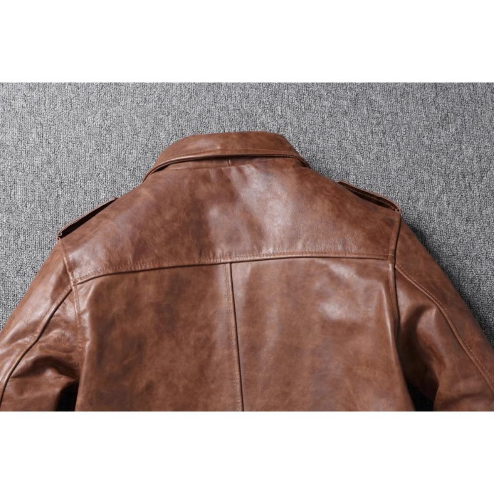 Chinese Size Brown Black Real Cowhide M65 Hunting Leather Jacket Men Genuine Leather Coat Winter Pockets Jackets