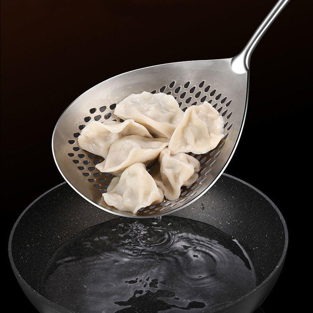 Home Stainless Steel Cooking Wooden Handle Draining Colander Spoon Food Strainer Soup Ladle Skimmer