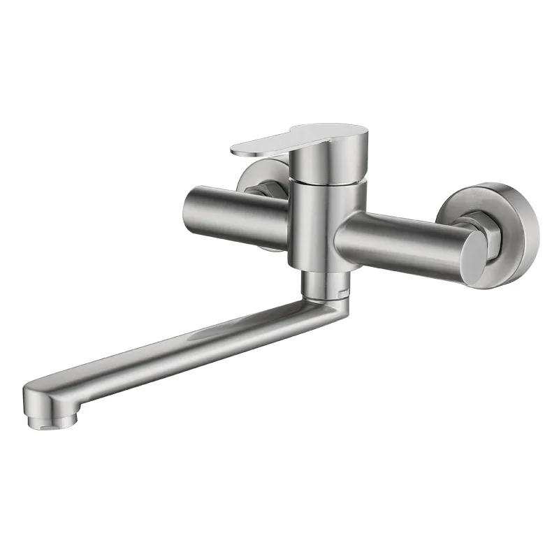 Kitchen Faucet Mixers Wall Mounted 304 Stainless Steel Mixer Tap Sink Faucet Hot Cold Water Mixer Mop Pool Tap Basin Faucet