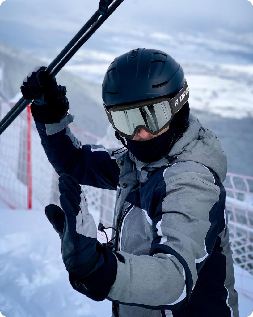 RIOROO Ski Goggles for Snow Goggles for Men and Glasses OTG Cylindrical Wide Field of UV Helmet Unisex Adults, Women, Compatible, Lens, View,