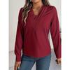 Womens Dressy Casual Shirts Long Sleeve Layered V Neck Solid Elagant Tops Fall Winter Preppy Business Office Blouse