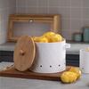 Vintage Style Potato Onion Garlic Storage Container with Ventilation Holes Space Saving Kitchen Storage Bins