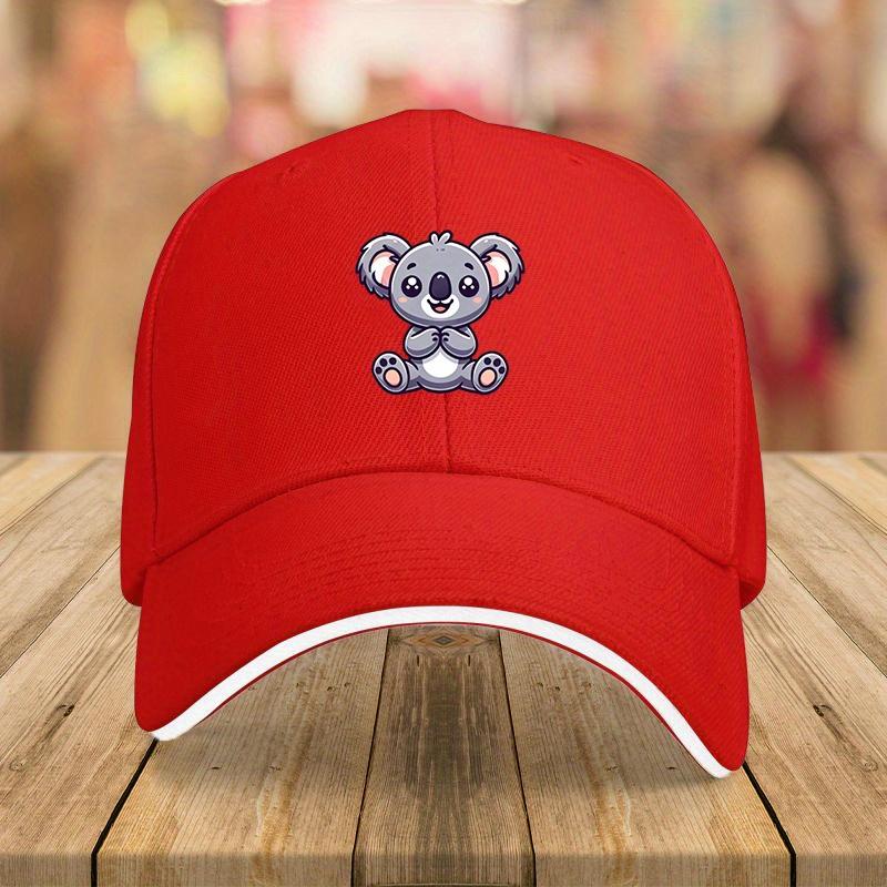 Urocza Czapka Baseballowa z Nadrukiem Koali Unisex Poliestrowa Regulowana Snapback Codzienna Outdoorowa Sportowa Nakrycie Głowy