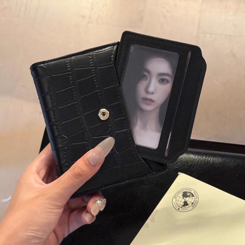 Korean Crocodile Print Minimalist Women's Foldable Wallet with Multi-Card Slots