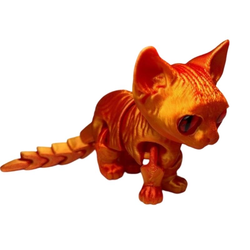 3D Printed Cats,Flexible Joint Articulated Cats Fidgety Toy Realistic Hairless Cats Statue Desktop Pet Decors Gift