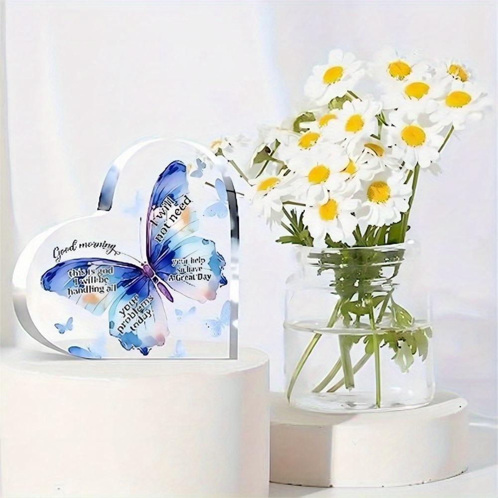 Inspirational Desk Decor with Butterflies and Engraved Christian Messages - Perfect for Women of Faith!