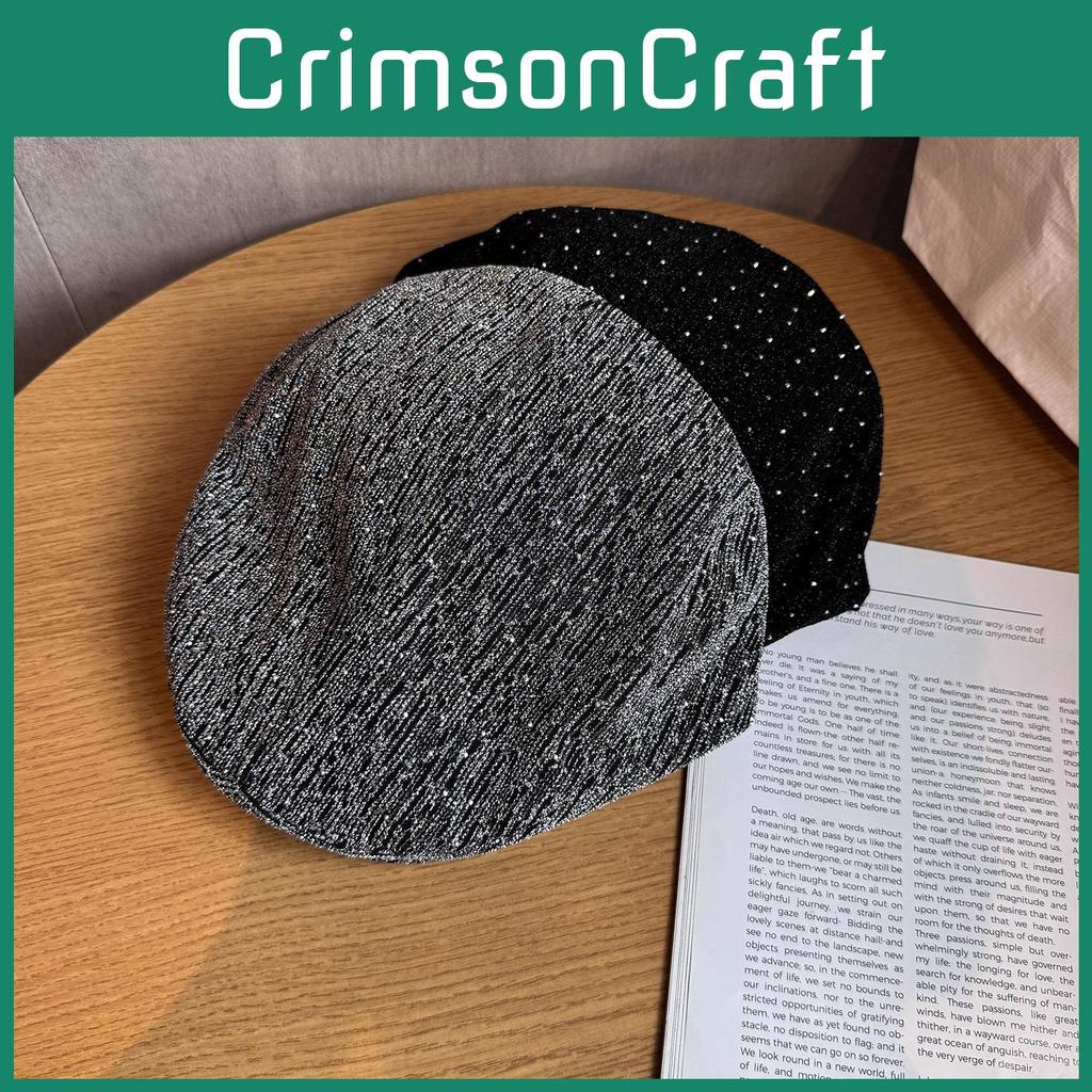 Spots Color Solid Artistic Vintage Women Cap Rhinestone Breathable Autumn Fabric