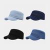 American Retro Solid Color Washed Denim Flat Top Hat Simple Adjustable Short Brim Cap Casual Versatile Sun Hat