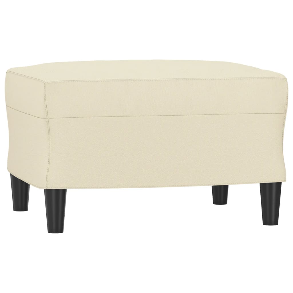 Vidaxl Fotel Z Podnóżkiem, Kremowy, 60 Cm, Sztuczna Skóra