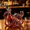 Nautical Spirits Bottle Octopus-Shaped Glass Decanter, 3D Artistic Borosilicate for Whiskey Wine Soda, Ocean Themed Bar Decor 350ml Decorative Liquid