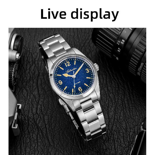 ADDIESDIVE Men’s Waterproof Quartz Watch AD2544 316L Stainless Steel C3 Retro Luminous Sapphire Fashion 37MM Wristwatch For Men