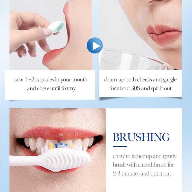 Mint Solid Toothpaste Tablets Mint Flavors Teeth Breath Mouthwash Bad Whitening Fresh Charcoal Stains