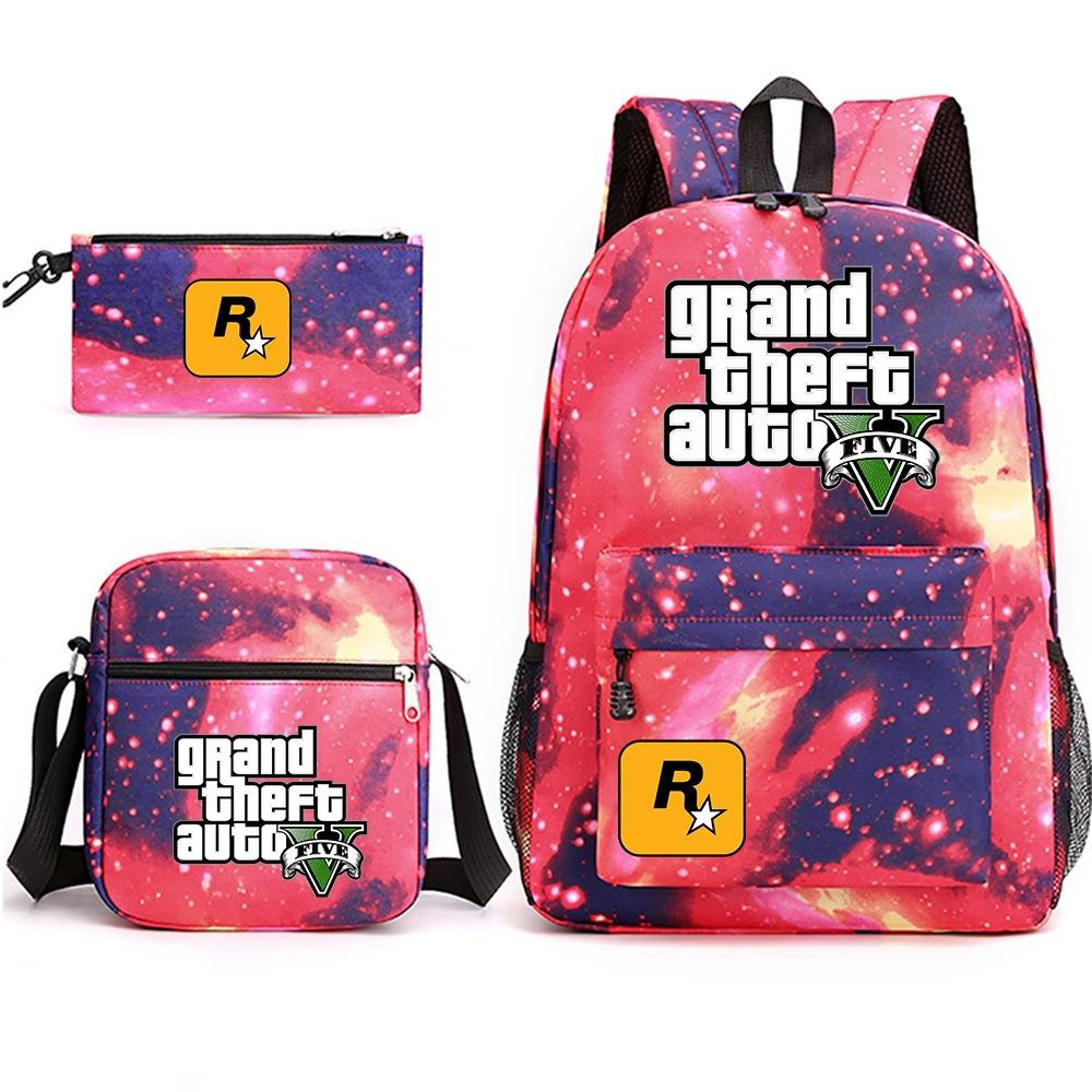 Grand Theft Auto Spel Merchandise Mode Student Schooltas Rugzak Schouder Etui 3-Delige Set