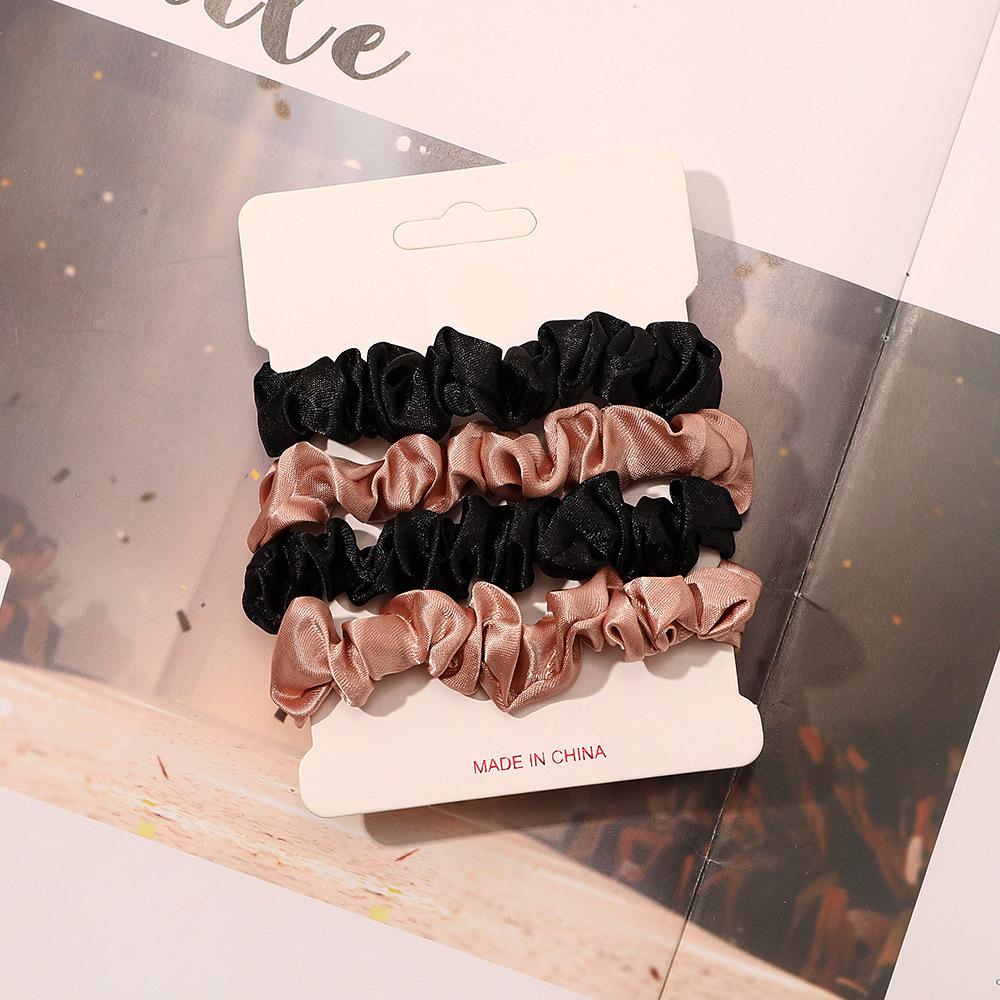 Cross-border Satin Hair Tie & Headband Set - Pig Intestine Style, Simple Ponytail, Leather Bun Tie