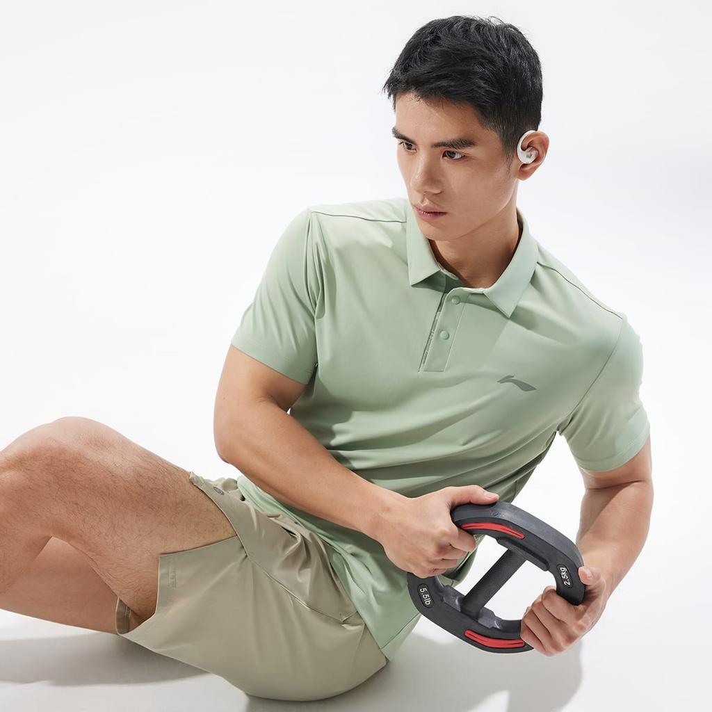 Li Ning Fitness Serie Polohemd Herren Erbsengrün APLV047-9