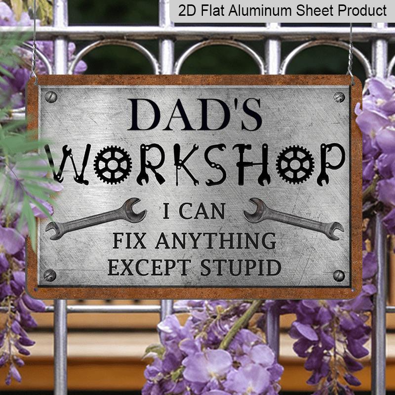 2D Flat Decorative Signs & Plaques Dad's Workshop Aluminum Sign for Dad for Man Cave Home Decor Garage Decor Farmhouse Sign Vintage Mechanic Wrench