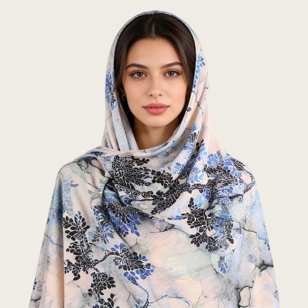 A217 Premium Watercolor Silk-Cotton Long Scarf & Turkish Headscarf