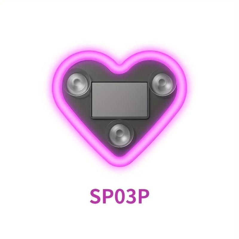 2Pcs Car LED Ambient Light-Solar-Powered Heart-Shaped LED Neon Light, Solar-Powered Heart-Shaped Atmosphere Light with 3 Modes,IP65 Waterproof