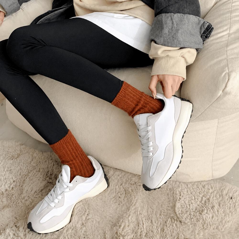 1 Pair Thicker Warm Thermal Crew Socks Solid Color Wool Socks Cashmere Wool Socks  Women Girls