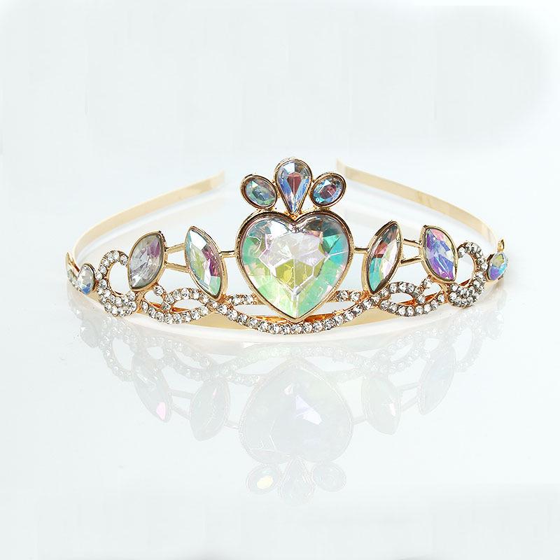 Korean Style Rhinestone Crystal Crown: Heart & Water Drop Diamond Design for Children's Performances
