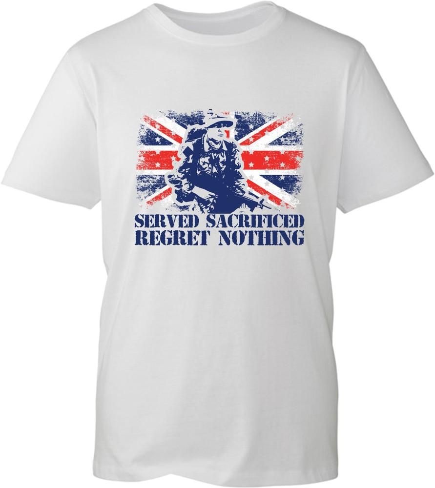 Remembrance Day Tshirt Served Sacrificed Regret Nothing Uk Army Flag Unisex Top S