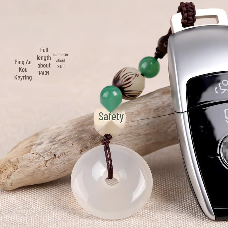 Chalcedony Pixiu Wealth Keychain & Agate Peace Buckle Pendant