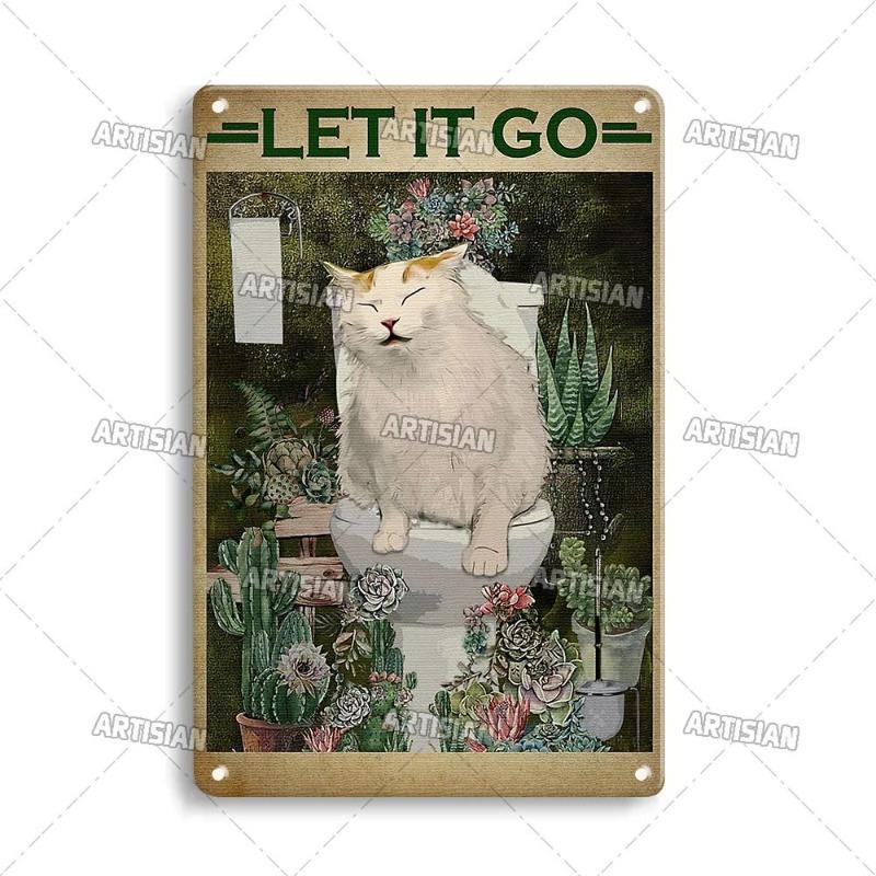 Funny Cat Retro Poster, Aluminum Metal Wall Decor 20x30cm