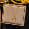 Fashion Geometric Circle Pendant Necklace For Women Girl Stainless Steel Minimalist Clavicle Chain  Birthday Gift New