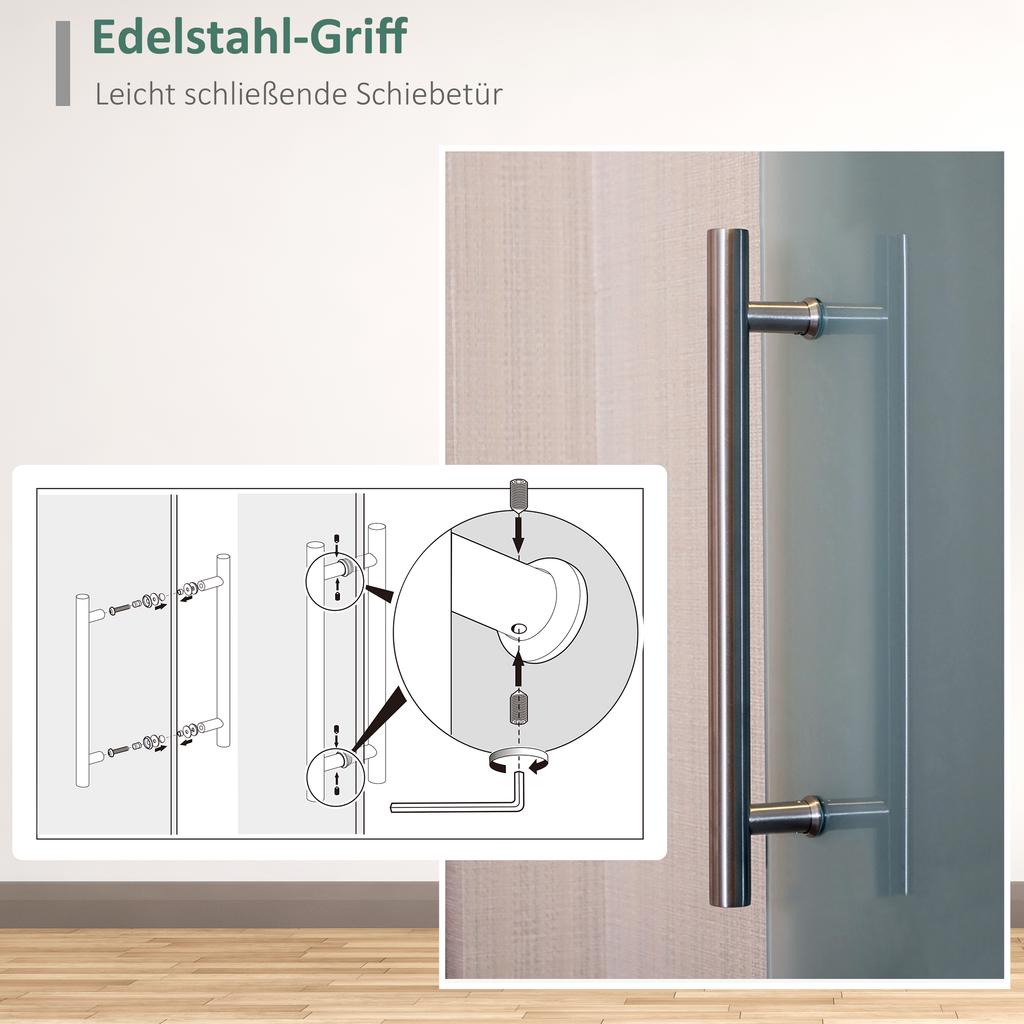 Glass Sliding Door with Handle Bar, Frosted On One Side, 90 X 205 Cm
