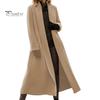 Manteau Féminin Femmes Manteau d'Hiver Point Ouvert Col Revers Manches Longues Vêtement d'Extérieur Coupe-vent Cardigan Lâche Longueur Mollet Laine Extérieur