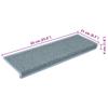 Stair Mats 15 Pcs. 65x21x4 Cm Sea Blue Rectangular Edge