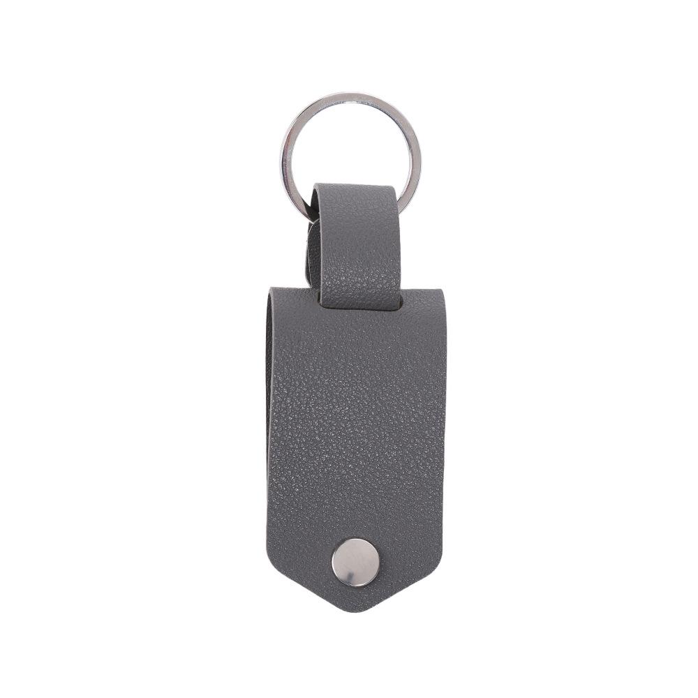 Vintage Leather Keychain with Stainless Steel Pendant