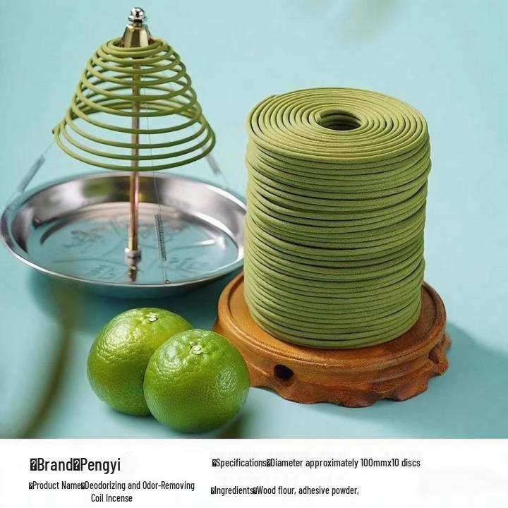 

Благовонные спирали «Зеленый мандарин» - Апельсиновый цвет и сандал, Легкий аромат для помещения, Долговечные. 5 boxes [50 coils] with incense holder