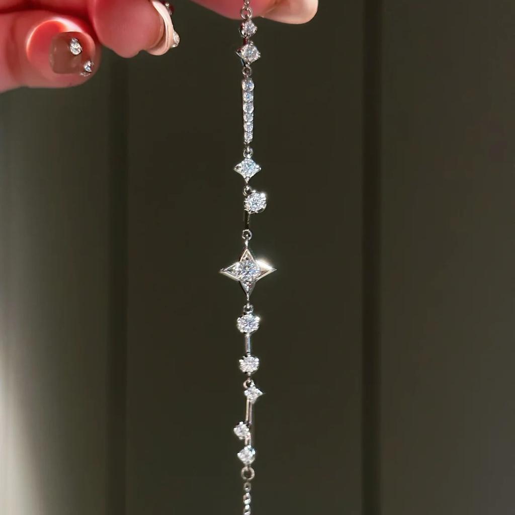 French Exquisite Zircon Star Bracelet Women's Super Shining High Carbon Diamond Star Bracelet Temperament Trendy Star Jewelry