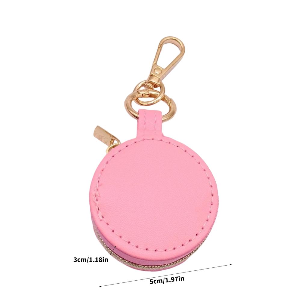 Mini Keychain Jewelry Box Portable Ring Holder Travel Organizers Case Pendant for Women with Soft PU Leather Lining