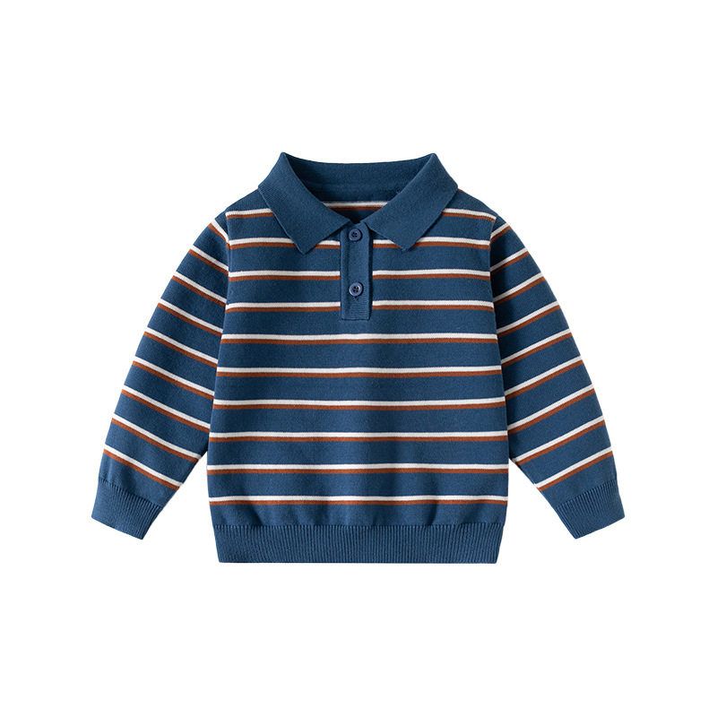 Korean Style Polo Collar Preppy Style Children's Knitwear Spring and Autumn Boys' Collared Knitwear Baby Loose Sweater