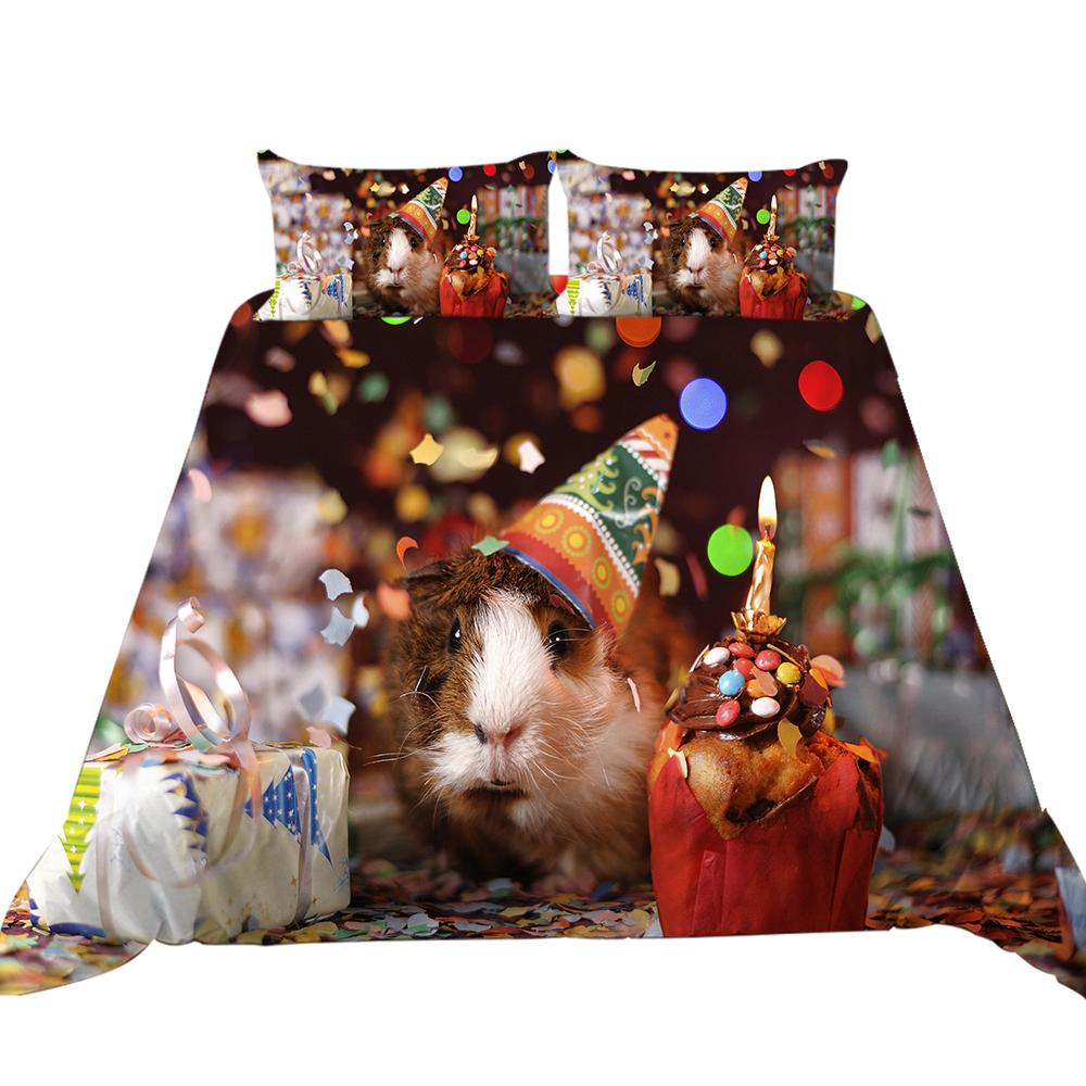 Pościel 3D ze wzorem królika, kołdra i poszewka na poduszkę z nadrukiem zwierzęcym wykonane z ultracienkiej tkaniny włóknistej, zapewniające wygodną i miękką dekorację domu za pomocą zamków błyskawicznych