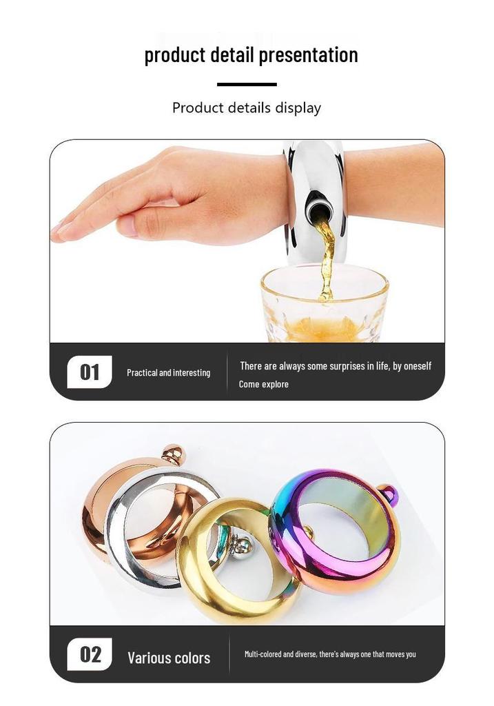 304 Stainless Steel Bracelet Flask, 3.5 Oz Round Portable Hip Flask