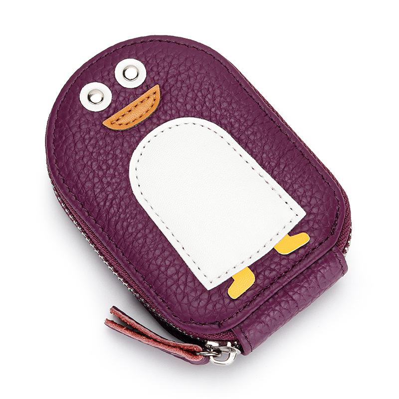 Card Bag Women's Leather Small Exquisite Cartoon Penguin Change First-layer Cowhide Cute ID