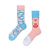 Couple's Cartoon Animal Asymmetrical Cotton Socks - Fun & Trendy Style