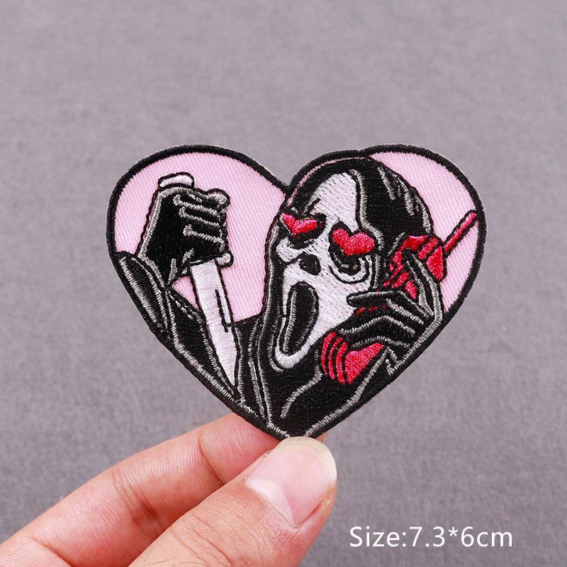 Hip Hop Sexy Patch Iron On Embroidery Patches For Clothing Thermoadhesive Patches For Clothes Punk Skull Sewing/Fusible Patch