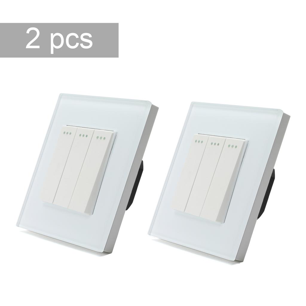 BSEED 1/2/3Gang Wall Switches 2Way Mechanical Light Switch On Off For Stairs Halls Glass Wall Rocker Switch EU Standard 2Pack