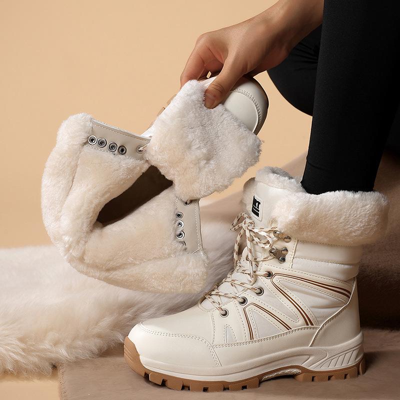 Women's Winter Outdoor Travel Sports Snow Boots in Plus Size, Women's Winter Fleece Warm Midsole Women's Cotton Boots