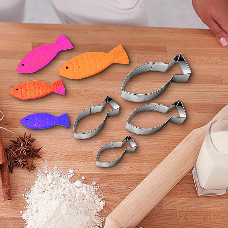 4 PCS Fish Cookie Cutter Stainless steel fish shaped cookie cutter  Aquatic Animal Fish Molds Cake Pastry Fondant Decorate Tools