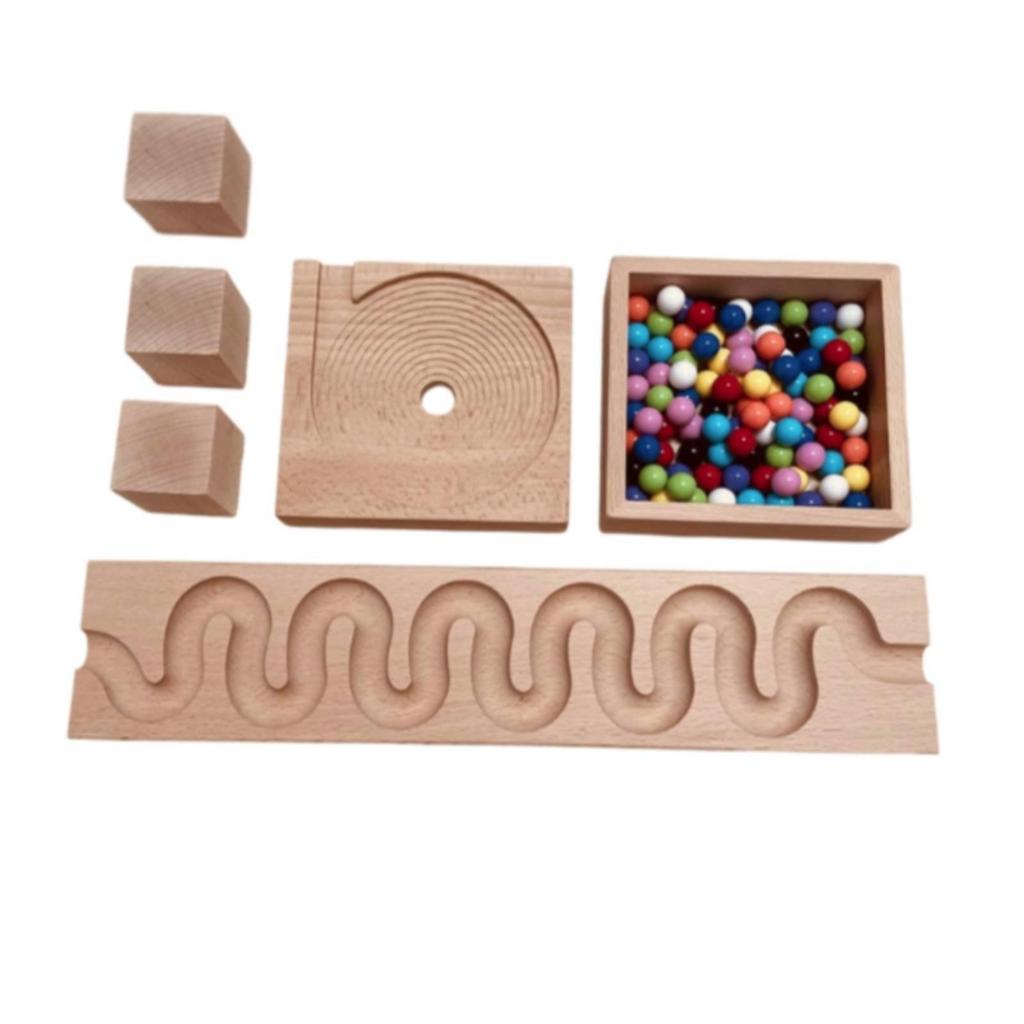 Marble Run with Wooden Blocks Educational Set for Preschoolers, Young Children,