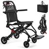 Travel Wheelchair Wheelchair, Aluminum Alloy Ultra-Thin Transport Chair for Adults, Foldable Folding with Flip-up Armrest, Portable Transportation