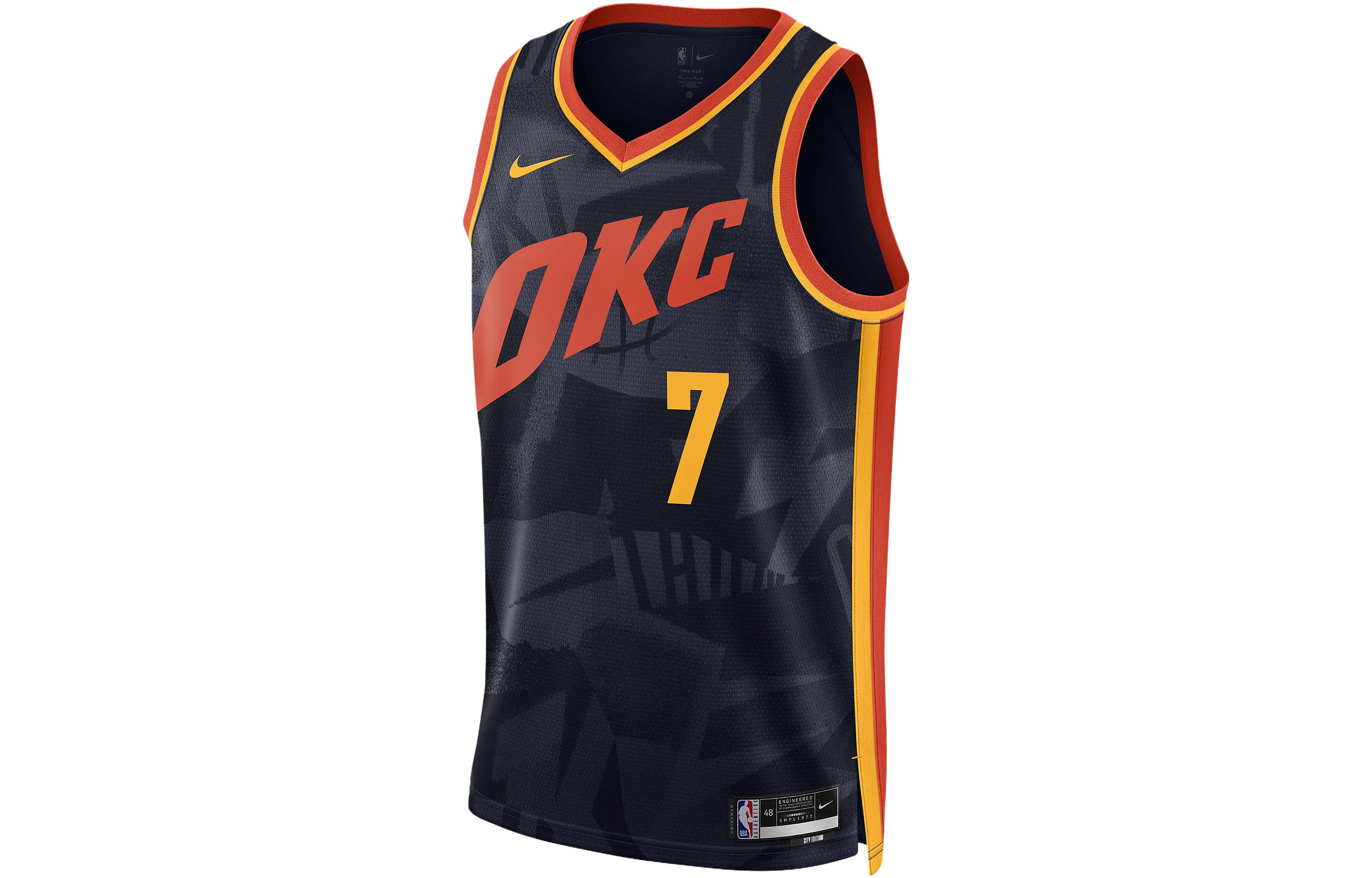 Nike Dri Fit Basketball Jersey SW Fan Edition 2023/24 Season, Oklahoma City Thunder, Chet Holmgren Size 7 Men s Black DX8513-419 XL
