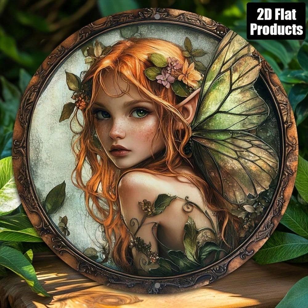 Vintage Butterfly Metal Wall Art Sign Round Aluminum Decor for Home Bar Kitchen Office