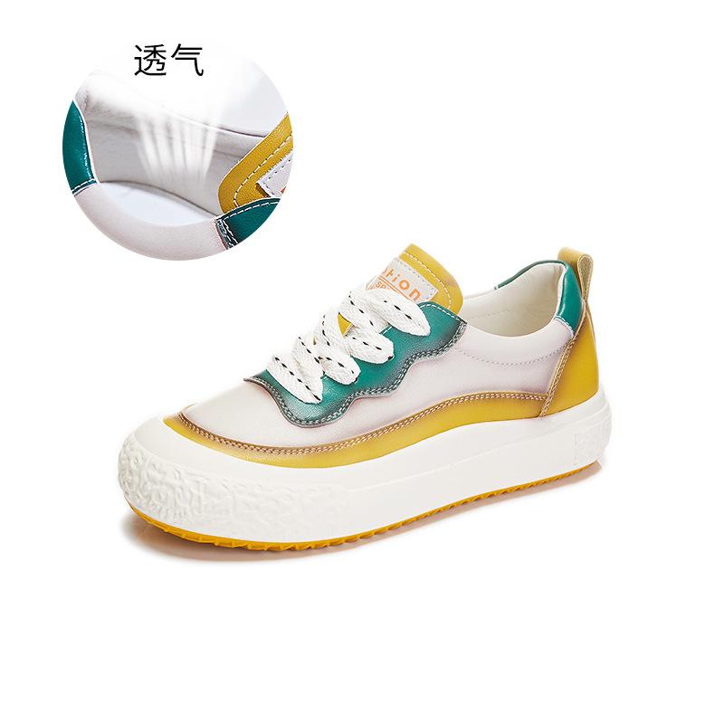 

Genuine leather women s shoes 2025 spring new women s retro famous style little white shoes women s flat-bottomed versatile casual shoes children 40 жовтий