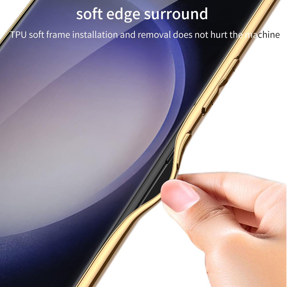 Samsung S23 Ultra Electroplated Woven Leather Protective Case